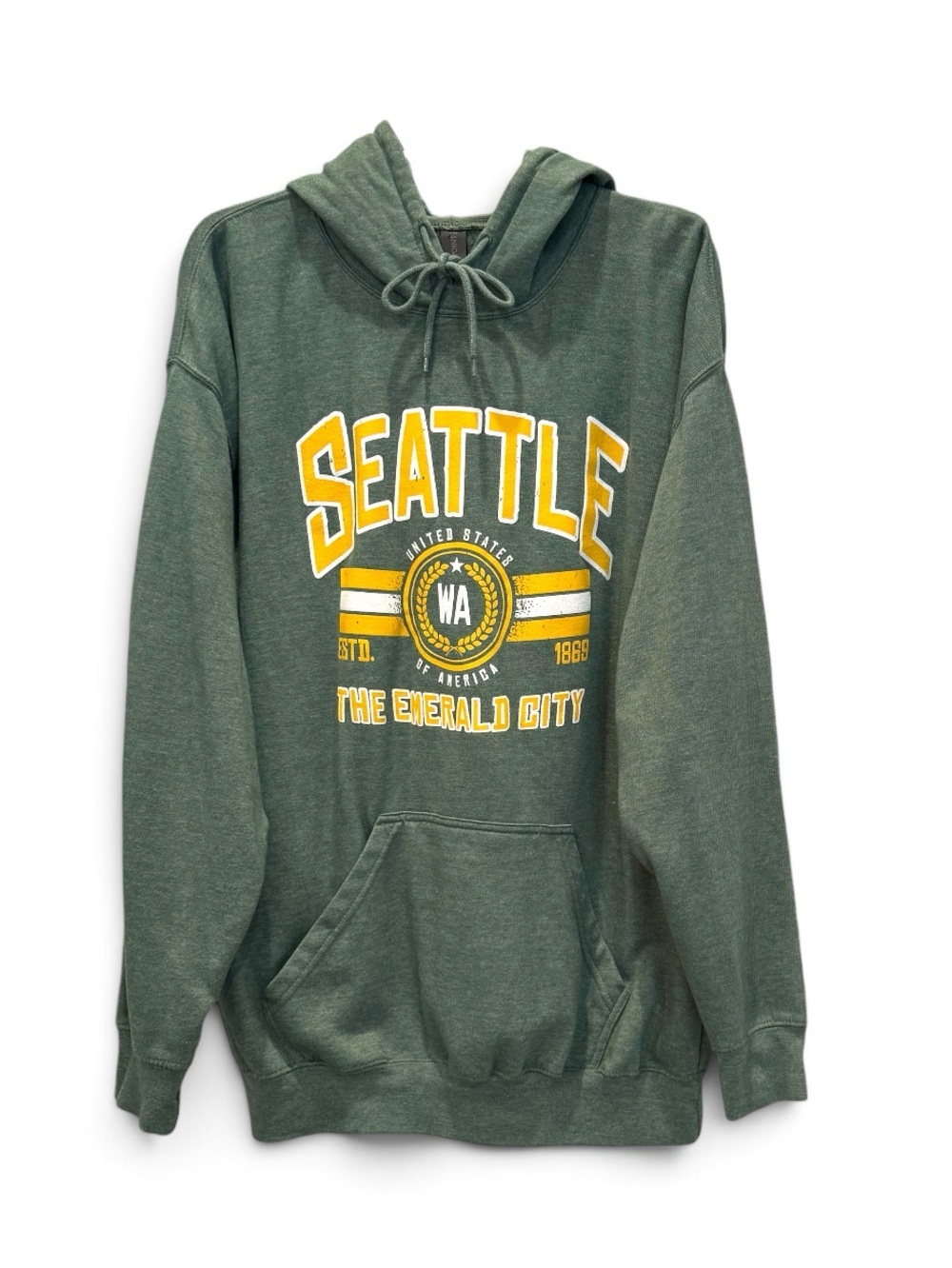 NWOT Men’s XL vintage-style green Seattle pullover hoodie
